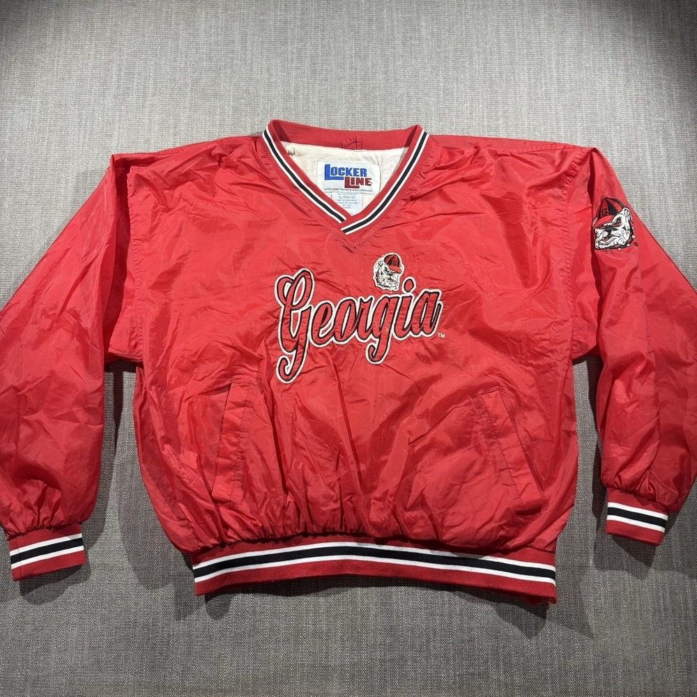 Vintage Georgia Bulldogs Jacket Mens XL‎ Red NCAA Football Locker Line Pullover